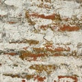 Rough Red Brick Wall With White Plaster Frame Background Royalty Free Stock Photo