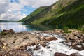 Rough river and lake.