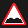 Rough road sign flat icon