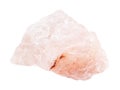 rough Rose quartz rock isolated on white