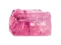 rough rubellite crystal isolated on white