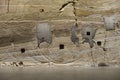 Rough sandstone wall in a hallway in MONA in Hobart, Tasmania, Australia