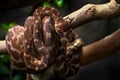 Rough-scaled python, Morelia carinata, snake in the forest habitat. Australia. Python sitting on the branch, wildlife nature.