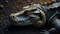 Rough, scaly reptile hide; deep crevices, bumpy texture, vintage, green, reptile