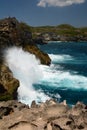 Rough sea at Angel billabong cliff. Nusa Penida. Bali province. Indonesia