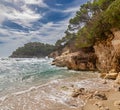 Rough sea at Bay Cala Mitjana at south coast of Menorca (Balearic Islands)