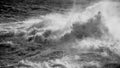 Rough sea in black and white.