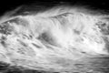 Rough sea in black and white.