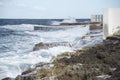 Rough sea in St Pauls bay Malta Royalty Free Stock Photo