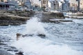 Rough sea in St Pauls bay Malta Royalty Free Stock Photo