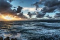 Rough sea at sunset in Sardinia