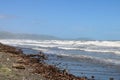 Rough sea on windy day, Raumati Beach New Zealand Royalty Free Stock Photo