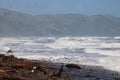 Rough sea on windy day, Raumati Beach New Zealand Royalty Free Stock Photo