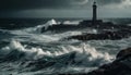 Rough seas crash against dramatic coastline, warning of danger ahead Royalty Free Stock Photo