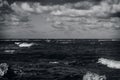 Rough Seas in Malta in black and white Royalty Free Stock Photo