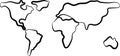 Rough sketch of black World map on white. Vector illustration. Royalty Free Stock Photo