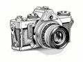 Rough Sketch Of A Dslr Camera, A Black And White Drawing Of A Camera Royalty Free Stock Photo