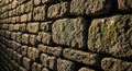 Rough stone wall made of rectangular, uneven blocks of varying sizes. The stones are grayish with Royalty Free Stock Photo