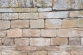 Rough stone wall with weathered sandstone blocks