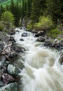 Rough stormy river in rocky mountains