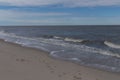 Rough surf hitting the beach on a beautiful day