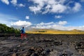 Rough surface of frozen lava after Mauna Loa volcano eruption on Big Island, Hawaii Royalty Free Stock Photo