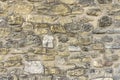 Rough surface of random pattern rastic of brown and light yellow color natural free form sand stone cladding on the concrete wall Royalty Free Stock Photo