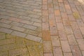 Rough texture and brown color of brick pattern on the walkway