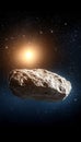 Rough Texture of Greyish Asteroid Illuminated by Distant Star Light in Vast, Quiet Space Regions Royalty Free Stock Photo