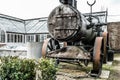 Rough textured surface of an old steam driven traction. engine Royalty Free Stock Photo