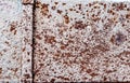 Rough textured surface very rusted iron. Vintage background old rusty metal sheet close-up, red-brown rusty color Royalty Free Stock Photo