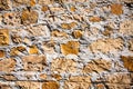 Rough textured wall made of bricks, stones, concrete