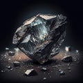 Rough uncut diamond in natural environment. Ai generated illustration