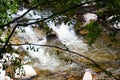 Rough water in the mountains, water flows over the rocks, forest, nature, mountains, waterfall, background Royalty Free Stock Photo