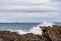 Rough waves crashing against the rocks at Vivonne Bay Rock Pool Royalty Free Stock Photo