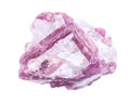 Rough white quartz studded with pink tourmaline crystals, from Brazil Royalty Free Stock Photo