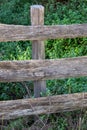 Rough wooden fence erected in the forest