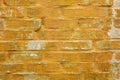 Rough yellow brick wall with peeling paint. texture for background Royalty Free Stock Photo