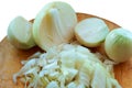 Cut onion, roughly chopped, halves and cubes, peel the onion from the husk