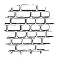 Roughly drawn brick wall pattern texture isolated on white background Royalty Free Stock Photo