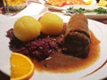 Roulade, KnÃÂ¶del and Rotkraut, German food,Europe