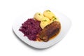 Roulade, red cabbage and potatoes Royalty Free Stock Photo