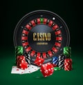 Roulette casino chips red dice realistic objects