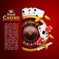 Roulette casino vector poker background, gambling wheel table Royalty Free Stock Photo