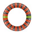 Roulette Casino Wheel Template with Double Zero on White Background. Vector