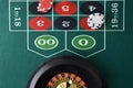 Roulette game table with chips betting on numbers and roulette