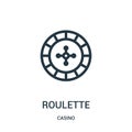 roulette icon vector from casino collection. Thin line roulette outline icon vector illustration