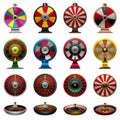 Roulette icons set cartoon vector. Fortune wheel