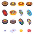 Roulette icons set, isometric style