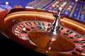 Roulette and roulette table in casino Royalty Free Stock Photo